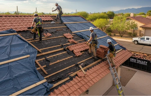 Strom damage roof repair in Oro valley