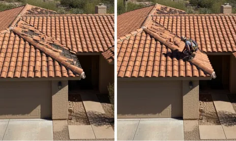 tile roof replacement on a home near Oracle Foothills Tucson by Tucson Roofing Contractor